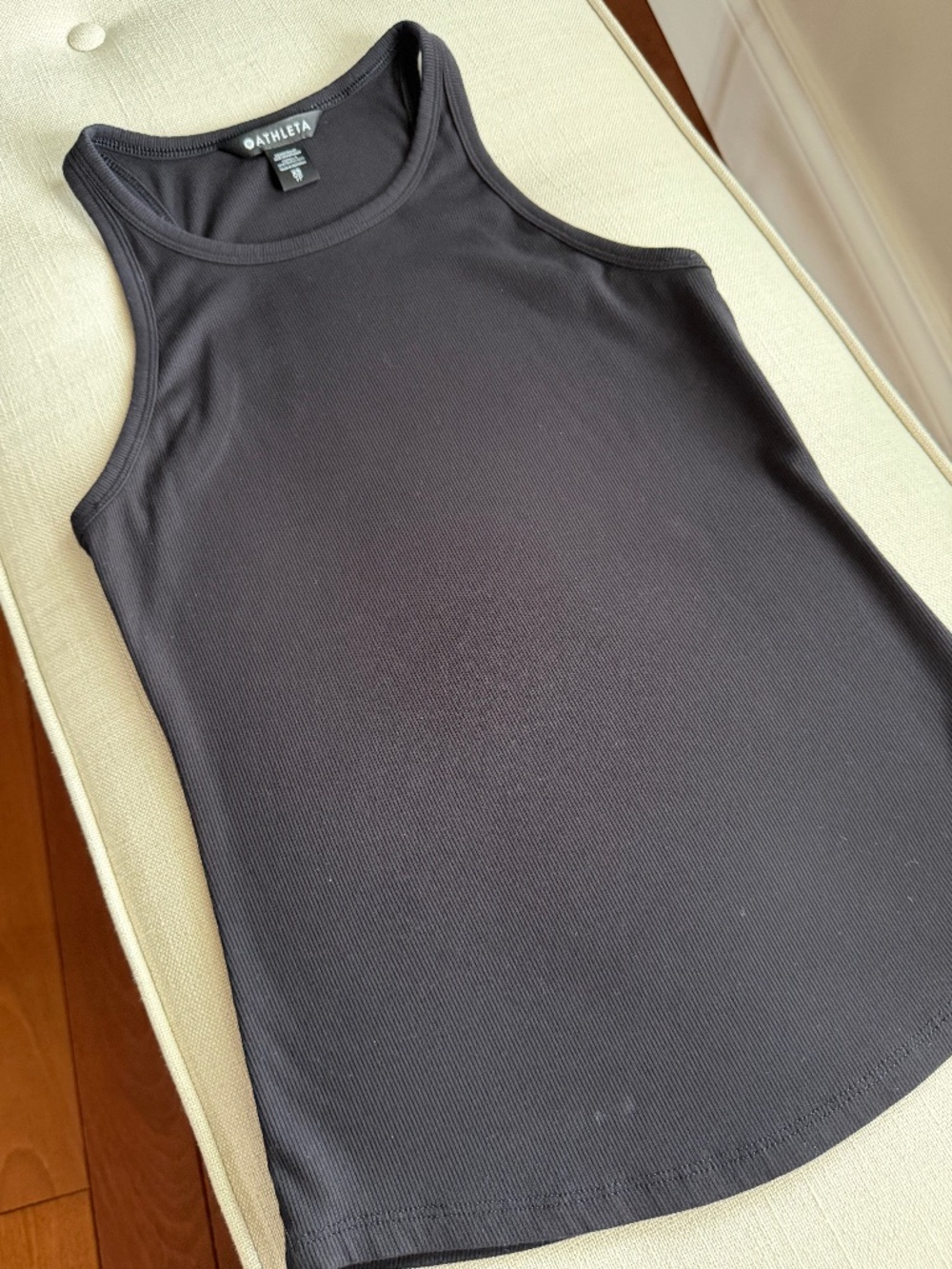 Athleta Black Ribbed High Neck Tank Top | XS
